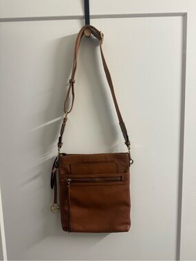 LODIS Leather Crossbody Bag in Cognac Brown
